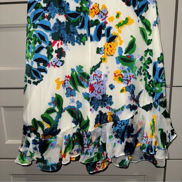 Saloni Cece Ruffle Floral Mini Dress CREAM BEGONIA 6 - Picture 7 of 12